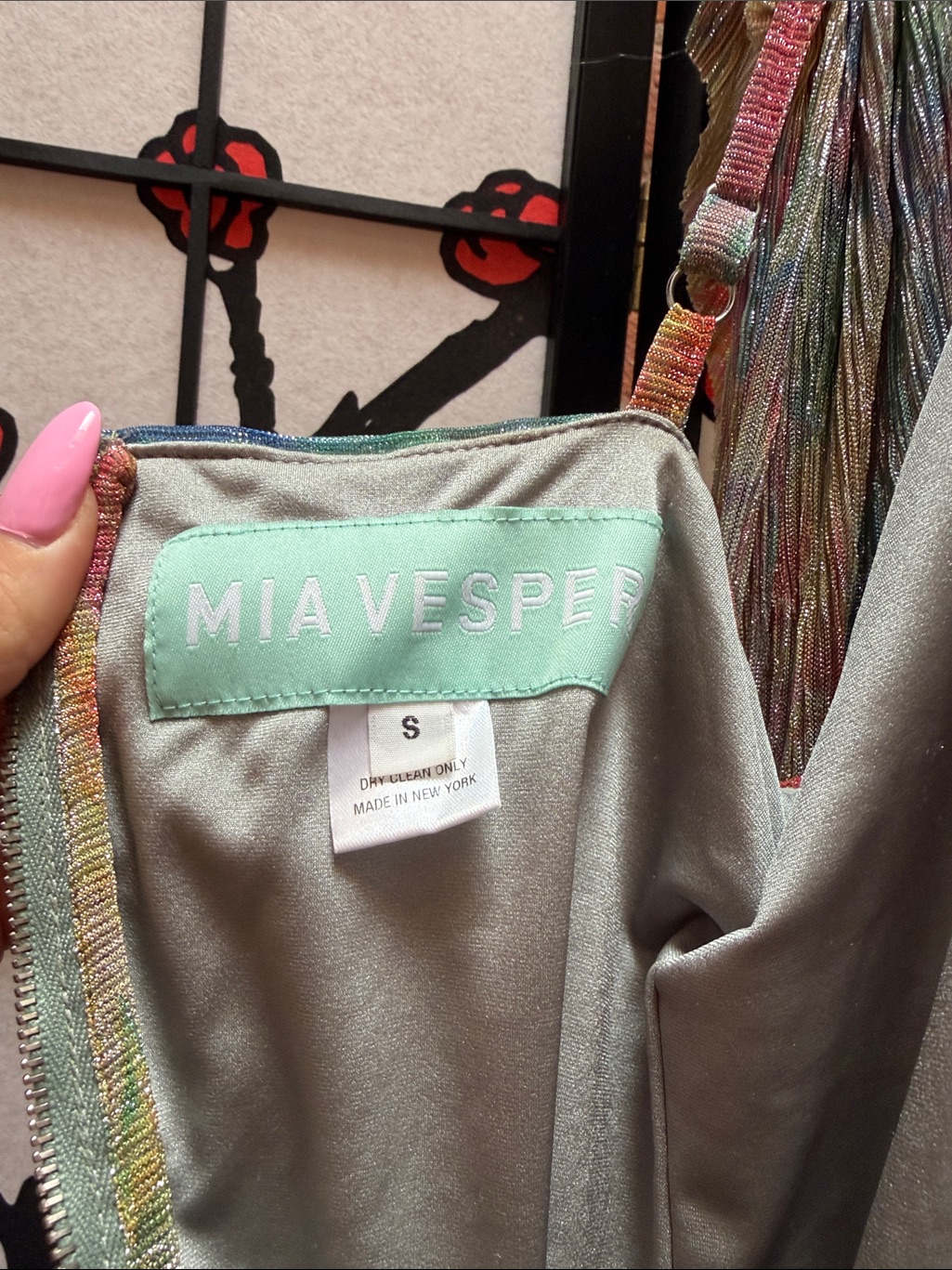 Mia Vesper Ss22 Multicolored Watercolor Ruffle Mini Dress — image 2 of 5